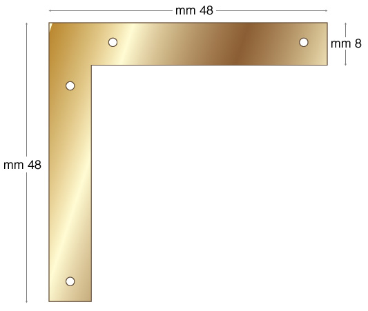 Équerre d'encadrement fer laitonné mod.B - Par 100 pcs.