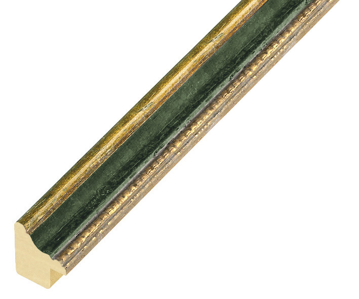 Baguette ajous 15mm larg. 18mm haut. - or bande verte - 213VERDE