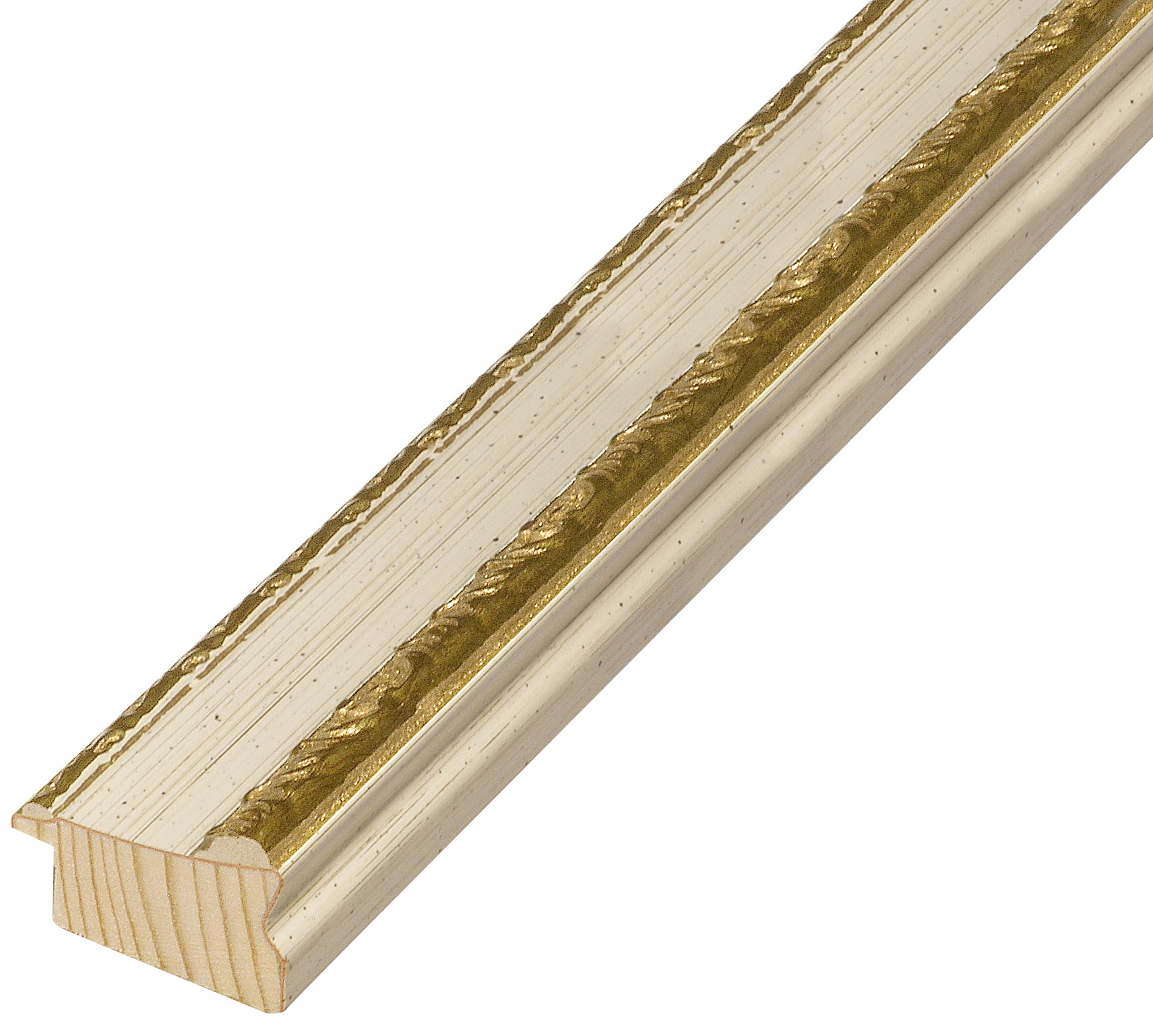 Baguette sapin jointé 35mm larg. 23 haut. - Crème avec décorations - 414CREMA