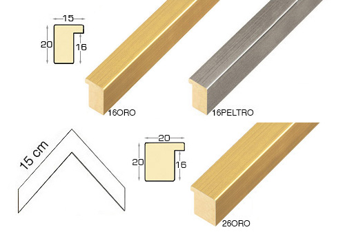 Série complète d'èchantillons à angle de la baguette 16-26 (3 pièces)