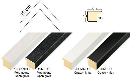 Série complète d'èchantillons à angle de la baguette 19-20 (2 pièc