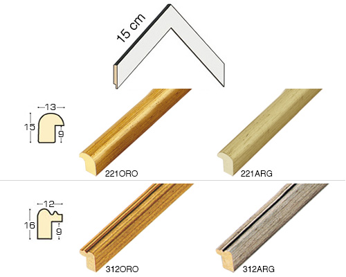 Série complète d'èchantillons à angle de la baguette 221 (6 pièces)