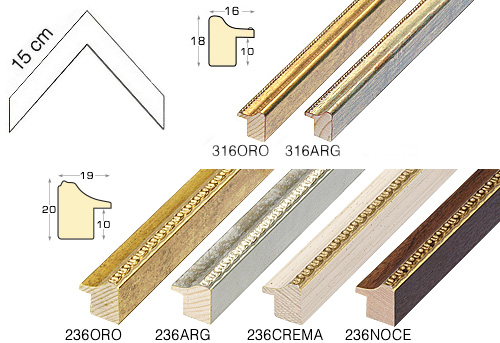 Série complète d'èchantillons à angle de la baguette 236-31 (6 pièces)