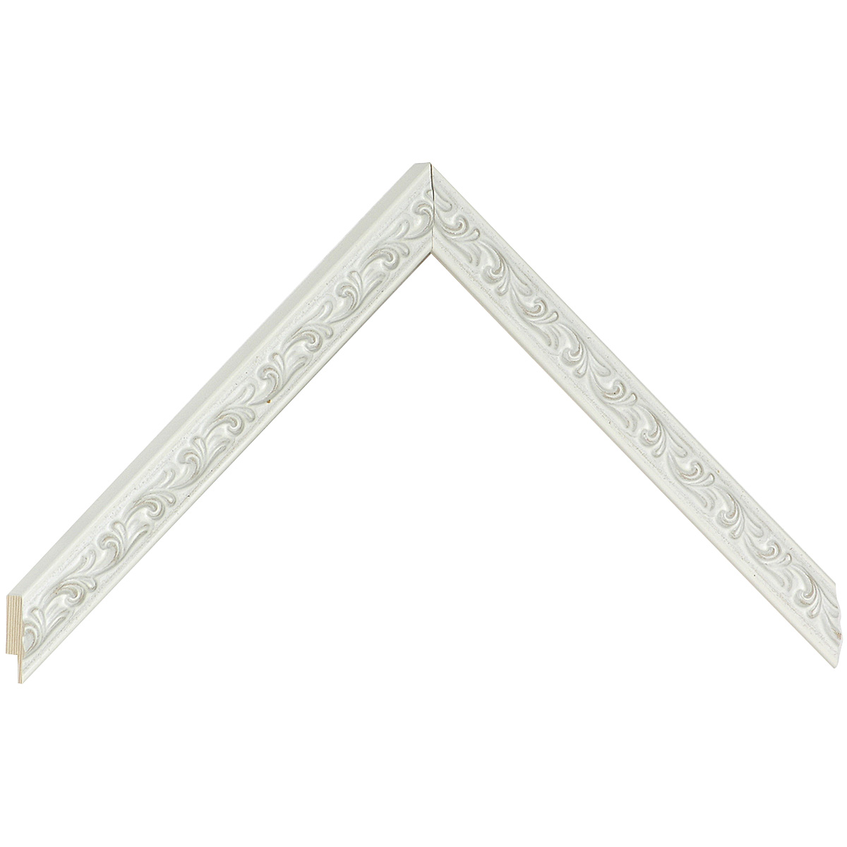 Baguette pin jointé, larg.16mm, haut.17mm - Blanche avec décorations -  Échantillons