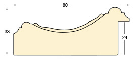 Baguette ayous, larg.80mm, haut.33mm, feuill.24 - brute - Profil